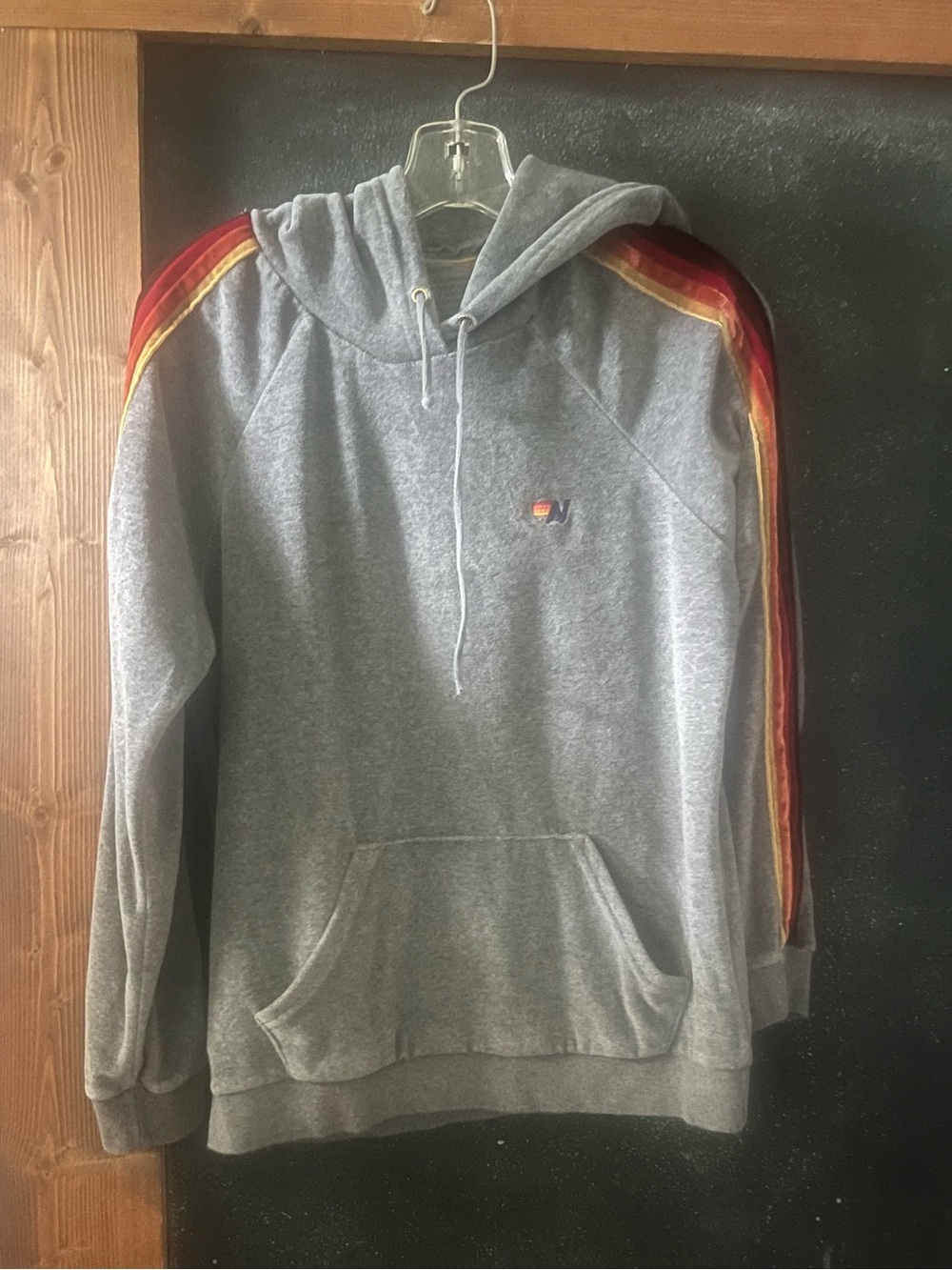Aviator Nation Velvet Rainbow Stripe Hoodie size M euc